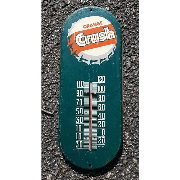 Vintage Orange Crush Wall Thermometer 15X6" Soda N-101 Made In USA Good Works - Picture 1 of 9